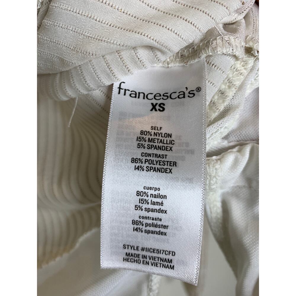 Francesca's Cream Gold Bodysuit Twist Bust Sz XS Coquette Glam - Picture 8 of 9